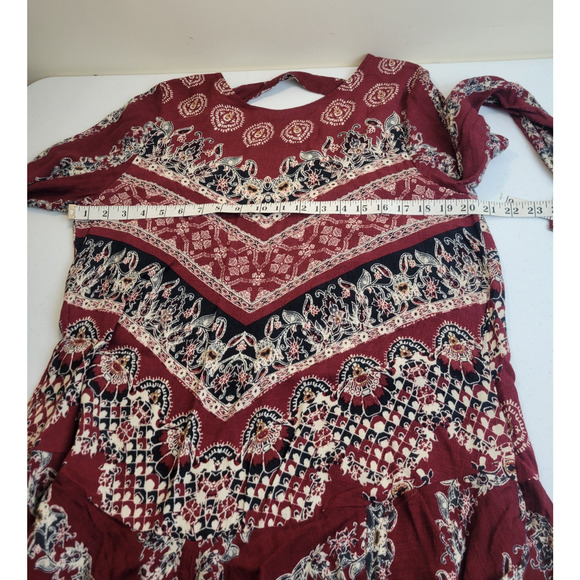 Free People Smooth Talker Red Floral Boho Chic Mini Dress Women's Size Medium - Picture 2 of 11